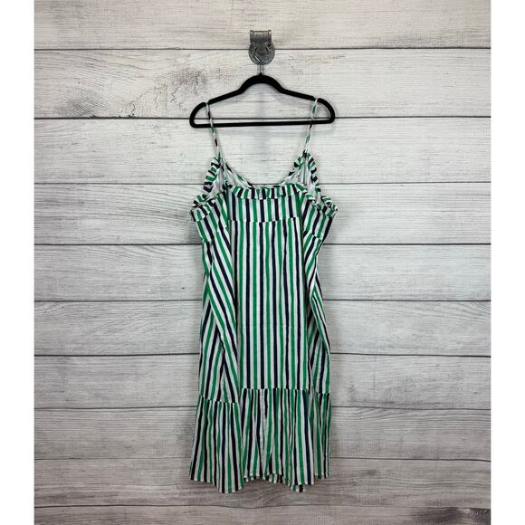 J.Crew Factory Plus Size Green Blue Striped Ruffle Tiered Maxi Dress Size 2X - Picture 7 of 9